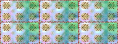 Raster illüstrasyonu. Tarafsız renklerde. Çiçek buketleriyle klasik tarzda kusursuz desen.