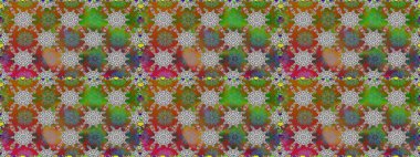 Çiçekler, yaprakları ile halk tarzında Dikişsiz çiçek deseni. Raster Illustration. El çizilmiş.