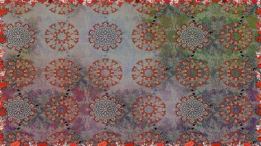 Gri renkli parlak çiçekli halı ile kusursuz desen..