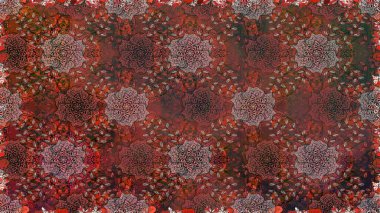 Düz çiçek öğeleri tasarım. Raster çizimde sorunsuz çiçek desenli. Bahar Tema Dikişsiz desen arka plan rengi. Fantezi kumaş deseni.