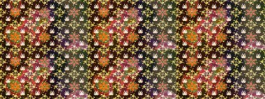 Kahverengi renklere karalama yapan çiçek desenli çizim. Raster illüstrasyonu.