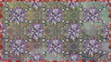 Güzel kumaş deseni. Raster suluboya deseni, narin çiçekler, gri çiçekler, tebrik kartı şablonu..