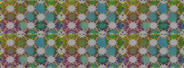 Yeşil renkli çiçekler. Çiçekli kusursuz retro desen. Renkli Yaz Temalı Kusursuz Arkaplan. Düz Çiçek Elementleri Tasarımı.