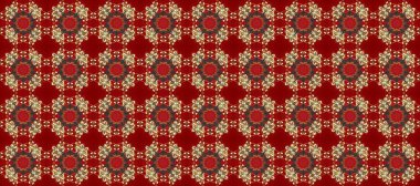 Kusursuz kraliyet lüksü, altın barok kumaş rengi. Altın antika ortaçağ dekoratifi, kırmızı, kahverengi ve bej renklerinde altın desenli süslemeler..