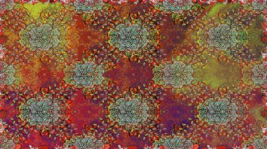 Süslü kumaş deseni. Raster illüstrasyonunda kusursuz çiçek deseni. Renkli Bahar Temalı Kusursuz Arkaplan. Düz Çiçek Elementleri Tasarımı.