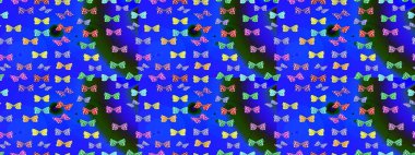 Raster. Egzotik Kelebekli Tropik çizim modeli. Moda Kumaşı Tasarımı. Mavi renkli illüstrasyon.