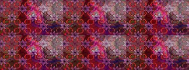 Şirin çiçekli, desenli, kahverengi renkli bir eskiz deseni. El çizimi çiçek çizimi deseni (fayans). Tekstil için suluboya çizim deseni.