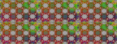 Kahverengi renkte çok kahverengi, zarif küçük çiçekler ve komik böcekler, raster desen, illüstrasyon.