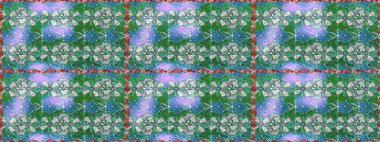 Düz Çiçek Elementleri Tasarımı. Sevimli çiçek raster deseni. Renkli Bahar Temalı Kusursuz Arkaplan. Yeşil renkte çiçekler.