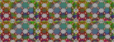 Raster illüstrasyonu. Kusursuz çiçek deseni. Yeşil renkli Asyalı tekstil.