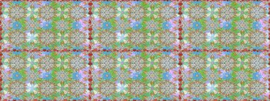 Renkli Yaz Temalı Kusursuz Arkaplan. Tarafsız renklerde çiçekler. Raster Illustrasyon 'da moda olmayan çiçek deseni. Düz Çiçek Elementleri Tasarımı.