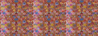 Raster illüstrasyonu. Çiçekler, dallar, bitkiler ve çiçekler. Güzel kumaş deseni. El çizimi.