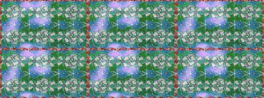 Düz Çiçek Elementleri Tasarımı. Sevimli çiçek raster deseni. Renkli Bahar Temalı Kusursuz Arkaplan. Yeşil renkte çiçekler.