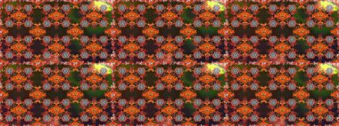 Kahverengi renkli çiçekler. Düz Çiçek Elementleri Tasarımı. Çiçekli, suluboya desenli kusursuz çiçek deseni. Raster illüstrasyonu. Renkli Bahar Teması Kusursuz Arkaplan.