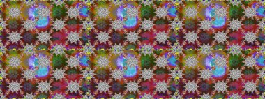 Raster illüstrasyonunda kusursuz çiçek deseni. Güzel kumaş deseni. Düz Çiçek Elementleri Tasarımı. Renkli Bahar Teması Kusursuz Arkaplan.