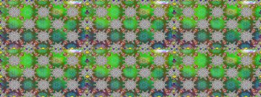 Yeşil renkte güzel bir tekstil. Raster illüstrasyonu. Çiçeklerle suluboya desenleri.