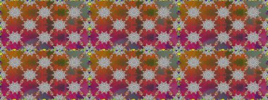 Renkli Bahar Temalı Kusursuz Arkaplan. Düz Çiçek Elementleri Tasarım Raster illüstrasyonu. Çiçeksiz desenli arka plan. Kahverengi renkte çiçekler.