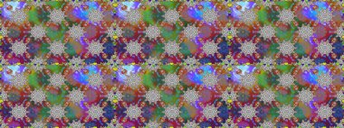 Düz Çiçek Elementleri Tasarımı. Renkli Bahar Temalı Kusursuz Arkaplan. Çocuk stili. Çiçekli pürüzsüz raster arka plan.