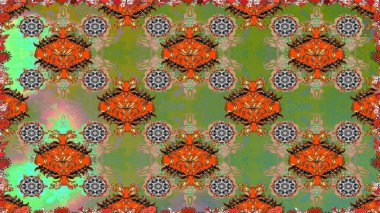 Düz Çiçek Elementleri Tasarımı. Yeşil renkli çiçekler. Renkli Bahar Temalı Kusursuz Arkaplan. Güzel çiçek deseni..