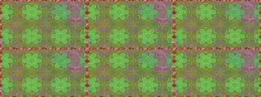 Raster illüstrasyonu. Renkli Bahar Temalı Kusursuz Arkaplan. Düz Çiçek Elementleri Tasarımı. Yeşil renkte zarif çiçekler ve suluboya..