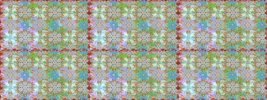 Raster illüstrasyonunda kusursuz çiçek deseni. Düz Çiçek Elementleri Tasarımı. Renkli Bahar Temalı Kusursuz Arkaplan. Güzel kumaş deseni.