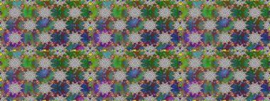 Parmak izi, kumaş, duvar kâğıdı, tekstil için raster dokusu. İşlemeli çiçekli, dikişsiz desen. Renkli grunge soyut arkaplanı Cologray çiçekleriyle zenginleştirir.
