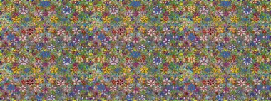 Düz Çiçek Elementleri Tasarımı. Yeşil renkli çiçekler. Sevimli çiçek raster deseni. Renkli Bahar Teması Kusursuz Arkaplan.