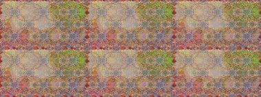 Kahverengi üzerine kahverengi. Çiçekli ipek eşarp. Retro tekstil tasarım koleksiyonu. 1950-1960 motifleri. El çizimi çiçek elementleriyle soyut, dikişsiz raster deseni..