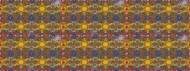 Raster illüstrasyonunda kusursuz çiçek deseni. Kahverengi renkte çiçekler.