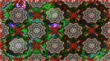 Parmak izi, kumaş, duvar kâğıdı, tekstil için raster dokusu. İşlemeli çiçekli, dikişsiz desen. Renkli grunge soyut arkaplanı Cologray çiçekleriyle zenginleştirir.