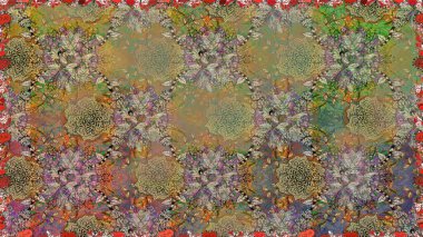 Düz Çiçek Elementleri Tasarımı. Çiçekle kusursuz desen. Renkli Bahar Temalı Kusursuz Arkaplan. Kahverengi renkte çiçekler.