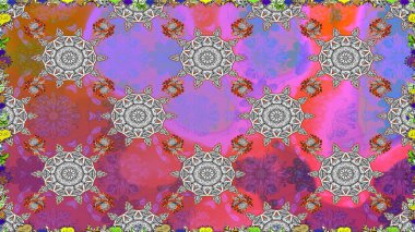 Çiçek deseni. Raster illüstrasyonu. Mor renkli çiçekler. Şatafatlı bahar bahçesi dokusu. Mor renkler üzerinde dikişsiz çiçekler.