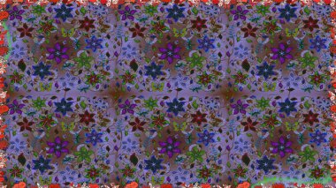 Eski usul. Raster illüstrasyonu. Kusursuz bir geçmişi var. Kumaş, tekstil, duvar kağıdı baskısı için. Tomurcukları papatya çiçekleri olan sevimli bir çiçek deseni. Miles Fleur, dandik süs.