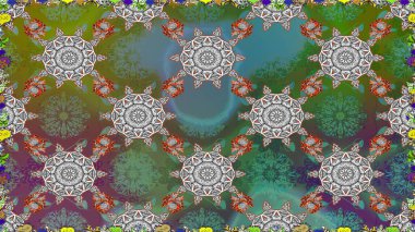 Yeşil renklerde. Raster illüstrasyonu. Anti-stres için Raster soyut şablon sayfası.