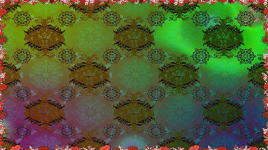 Yeşil renkli çiçekler. Çiçekli karalama şeklinde Raster çiçek deseni. Nazik, narin çiçek arkaplanı.