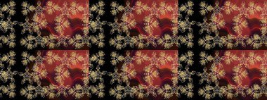 Moda baskıları için zarif bir şablon. Modern çiçek arkaplanı. Parlak renkli çiçekleri ve kahverengi renkli yaprakları olan kusursuz çiçek desenleri. Halk stili.