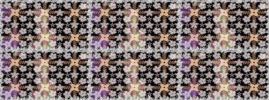 Küçük renkli çiçekler. Moda baskıları için zarif bir şablon. Küçük çiçekte güzel bir desen. Siyah çiçekli bahar çiçekleri. Motley illüstrasyonu.