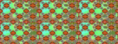 Yeşil renkte güzel bir tekstil. Raster illüstrasyonu. Çiçeklerle suluboya desenleri.