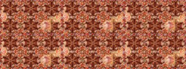 Raster illüstrasyonunda kusursuz çiçek deseni. Düz Çiçek Elementleri Tasarımı. Kahverengi renkli çiçekler. Renkli Bahar Teması Kusursuz Arkaplan.