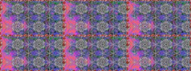 Renkli Bahar Temalı Kusursuz Arkaplan. Çiçekli, suluboya desenli kusursuz çiçek deseni. Raster illüstrasyonu. Gri renkli çiçekler. Düz Çiçek Elementleri Tasarımı.