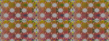 Düz Çiçek Elementleri Tasarımı. Çiçekle kusursuz desen. Kahverengi renkli çiçekler. Renkli Bahar Teması Kusursuz Arkaplan.