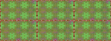 Elle çizilmiş çiçek deseni (fayans). Tekstil için dikişsiz suluboya desen. Sevimli çiçekleri, desenleri, yeşil renkleri olan renksiz desenler..