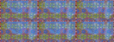 Renkli Yaz Temalı Kusursuz Arkaplan. Düz Çiçek Elementleri Tasarımı. Mavi renkli çiçekler. Raster illüstrasyonunda trendsiz çiçek deseni.