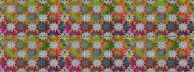 Raster illüstrasyonunda kusursuz çiçek deseni. Kahverengi renkli çiçekler. Renkli Yaz Temalı Kusursuz Arkaplan. Düz Çiçek Elementleri Tasarımı.