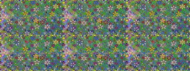 Düz Çiçek Elementleri Tasarımı. Renkli Bahar Temalı Kusursuz Arkaplan. Çiçeksiz desenli arka plan, yaz çiçekleri. Yeşil renkte çiçekler.