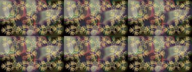 Arkaplanda soyut kar taneleri olan düz tasarım. Kar tanesi süsleme deseni. Raster illüstrasyonu. Kar taneleri deseni. Kar taneleri arkaplanı.