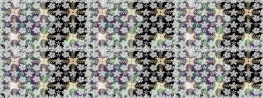 1950-1960 motifleri. Çiçekli ipek eşarp. Gri üzerine gri. Retro tekstil tasarım koleksiyonu. El çizimi çiçek elementleriyle soyut, dikişsiz raster deseni..