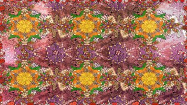 Kahverengi renkli çiçekler. Raster illüstrasyonunda kusursuz çiçek deseni.