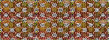 Çiçeksiz desenli arka plan. Kahverengi renkli çiçekler. Tişört baskısı için çiçek boyama rasteriName.