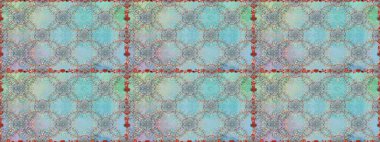 Raster illüstrasyonu. Mavi renklere karalamalar çizen kusursuz çiçek deseni.